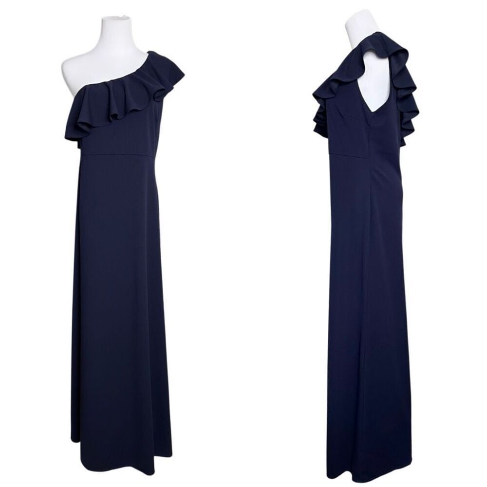 Lulu's Forever Ruffle One Shoulder‎ Trumpet Dress Navy XL Sexy Cruise Date Night